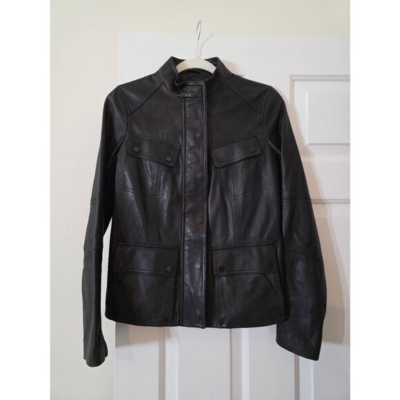 Vince Black Leather Jacket S - Picture 10 of 11